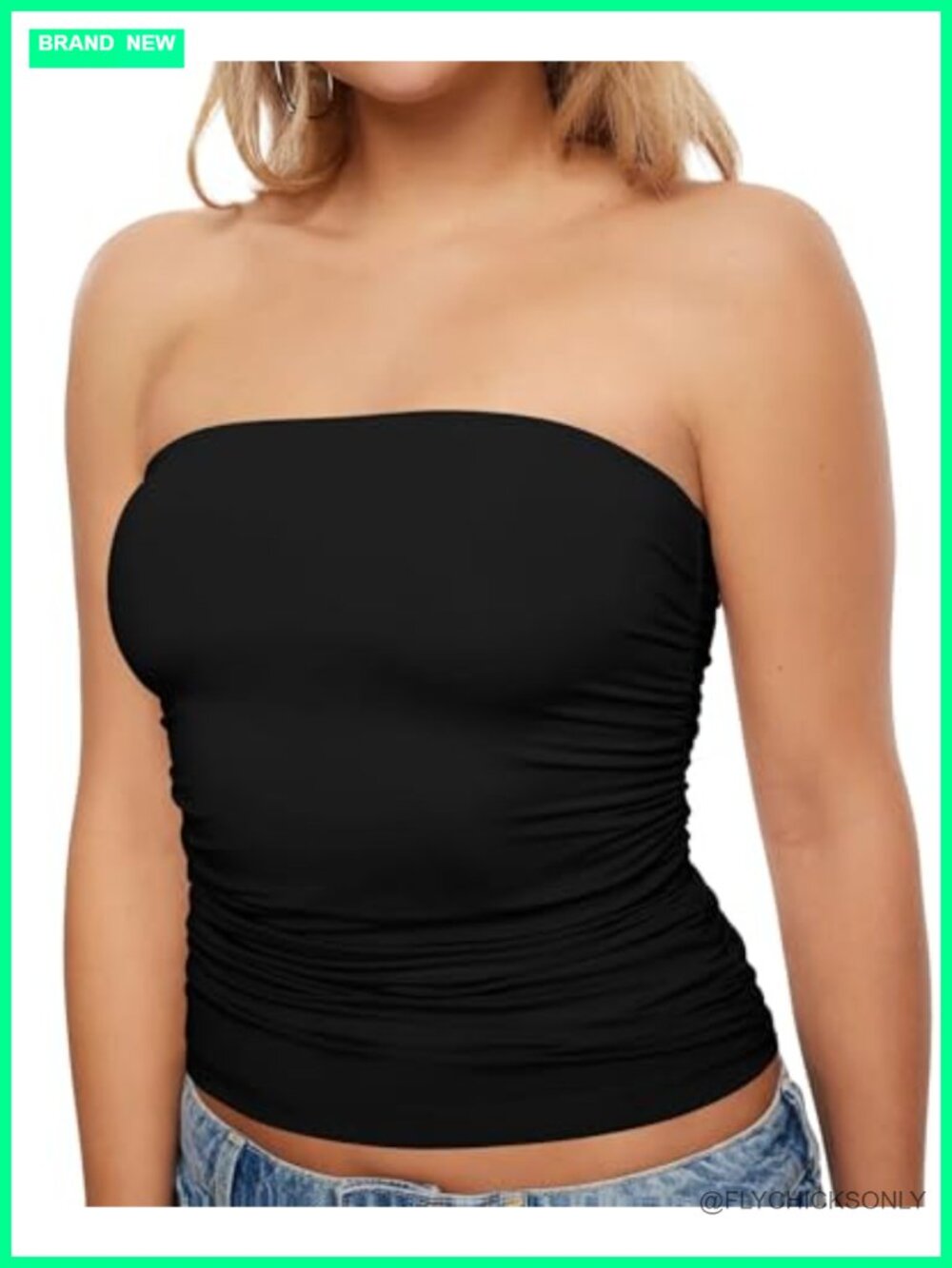 Women's Strapless Ruched Tube Top Polyester Spandex Summer Bandeau